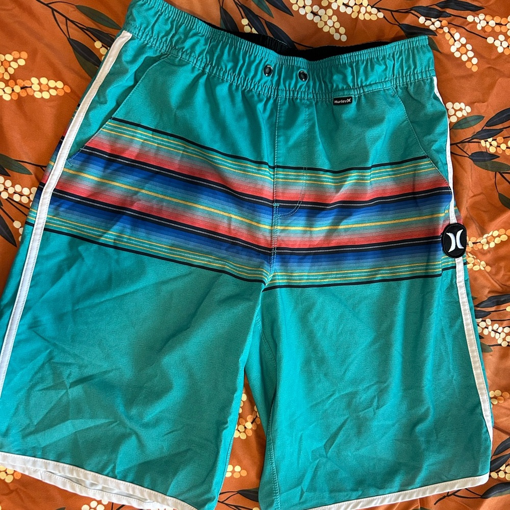 Hurley Boy’s Multicolor Striped Swim Shorts